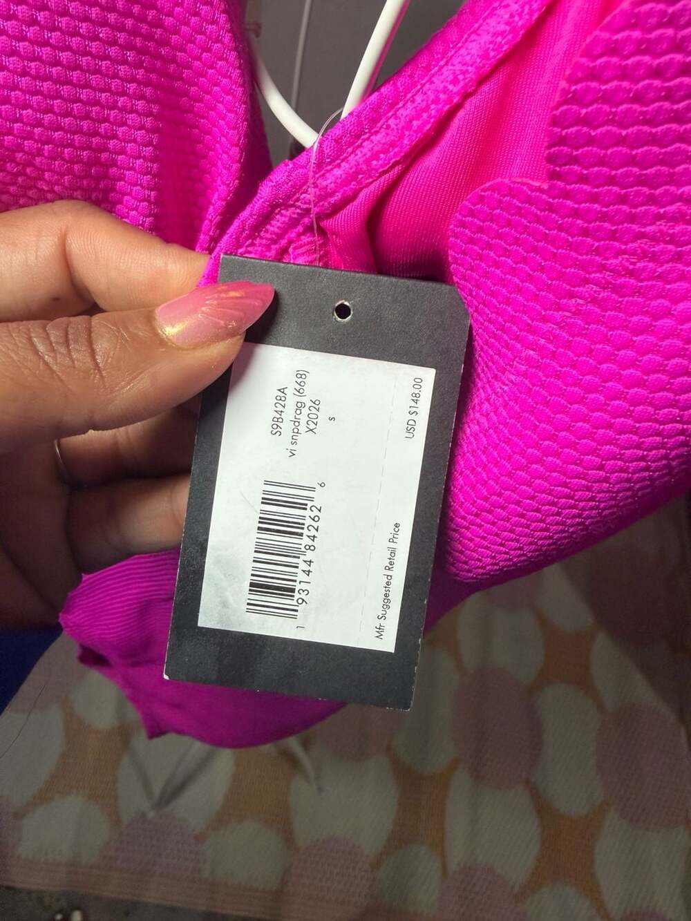 Kate Spade New York Scalloped Textured One Piece Swimsuit in Pink - Picture 4 of 4
